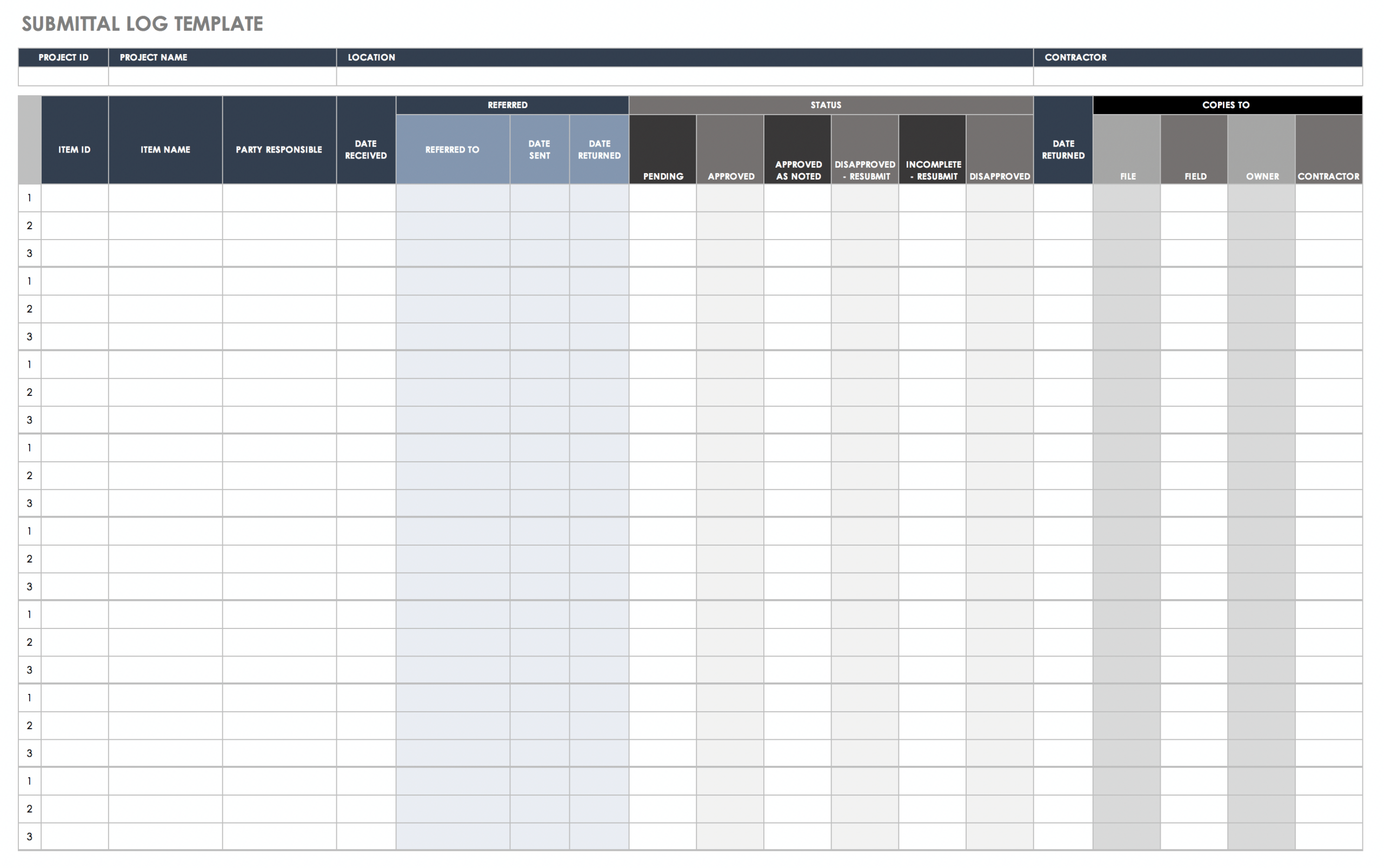 Free Construction Submittal Templates | Smartsheet within Free Submittal Log Template
