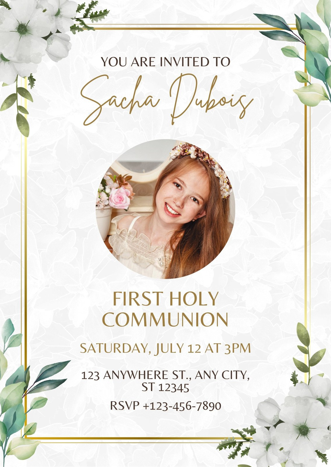 Free Custom Printable First Communion Invitation Templates | Canva in Free Printable Communion Cards