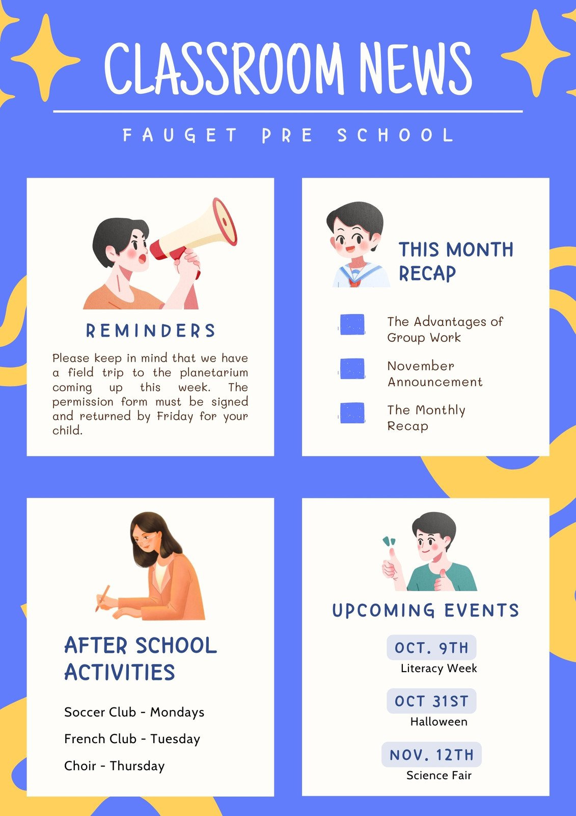 Free, Custom Printable Preschool Newsletter Templates | Canva pertaining to Daycare Newsletter Templates Free Download