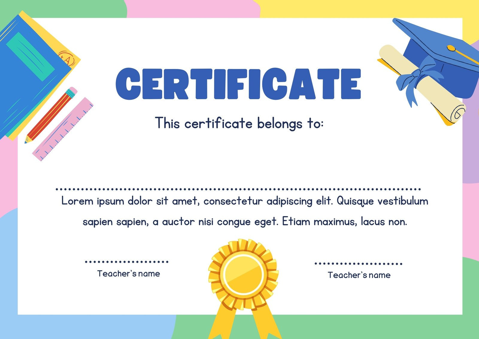 Free Custom Printable School Certificate Templates | Canva within Free Printable Kindergarten Award Certificates