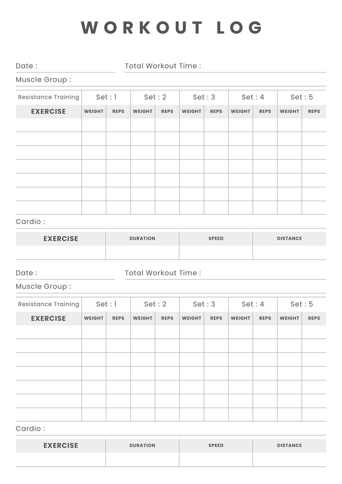 Free, Custom Printable Workout Planner Templates Online | Canva in Strength And Conditioning Template Download Free