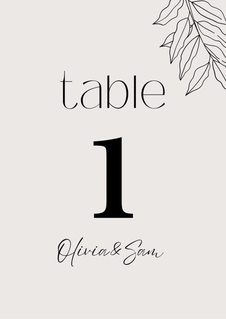Downloadable Free Printable Table Numbers Template