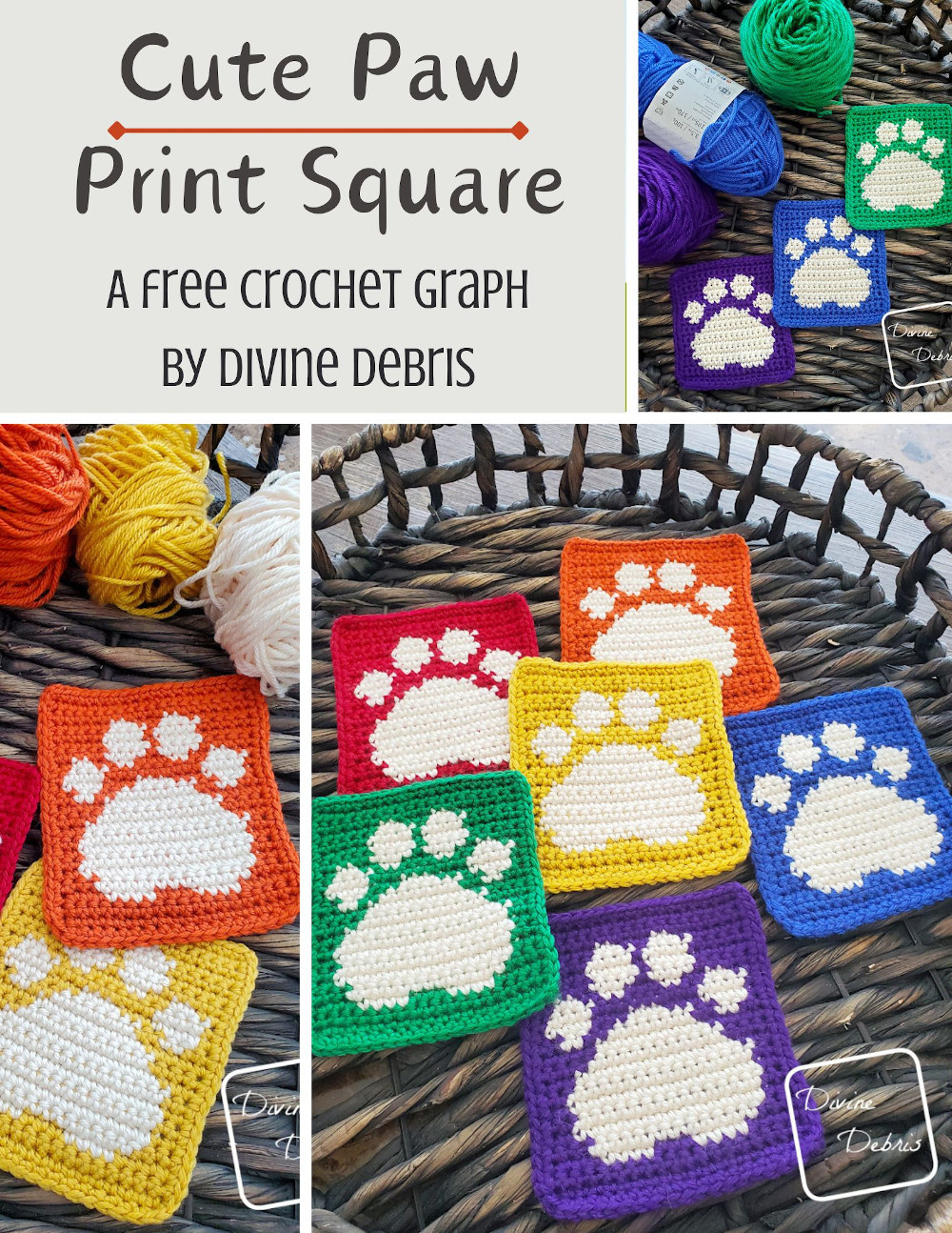 free cute paw square crochet pattern puppy love divine debris intended for free printable crochet patterns Free Cute Paw Square Crochet Pattern - Puppy Love! Divine Debris intended for Free Printable Crochet Patterns