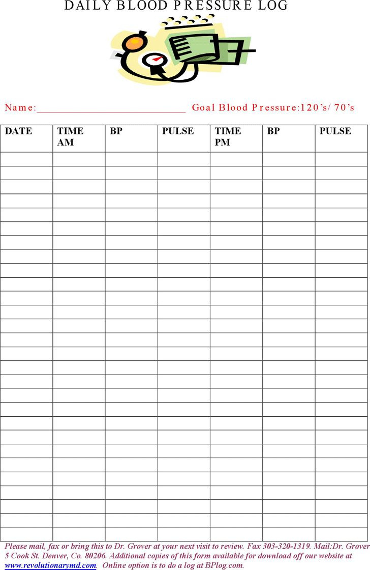 free daily blood pressure log pdf 50kb 2 pages regarding daily free printable blood pressure log sheets Free Daily Blood Pressure Log - Pdf | 50Kb | 2 Page(S) regarding Daily Free Printable Blood Pressure Log Sheets