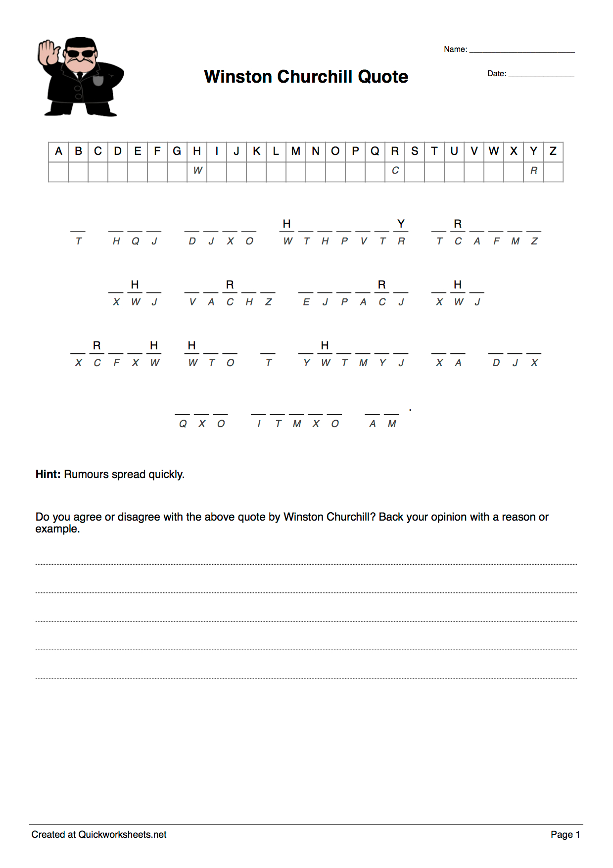 Free Daily Printable Cryptograms inside Free Daily Printable Cryptoquote Puzzles
