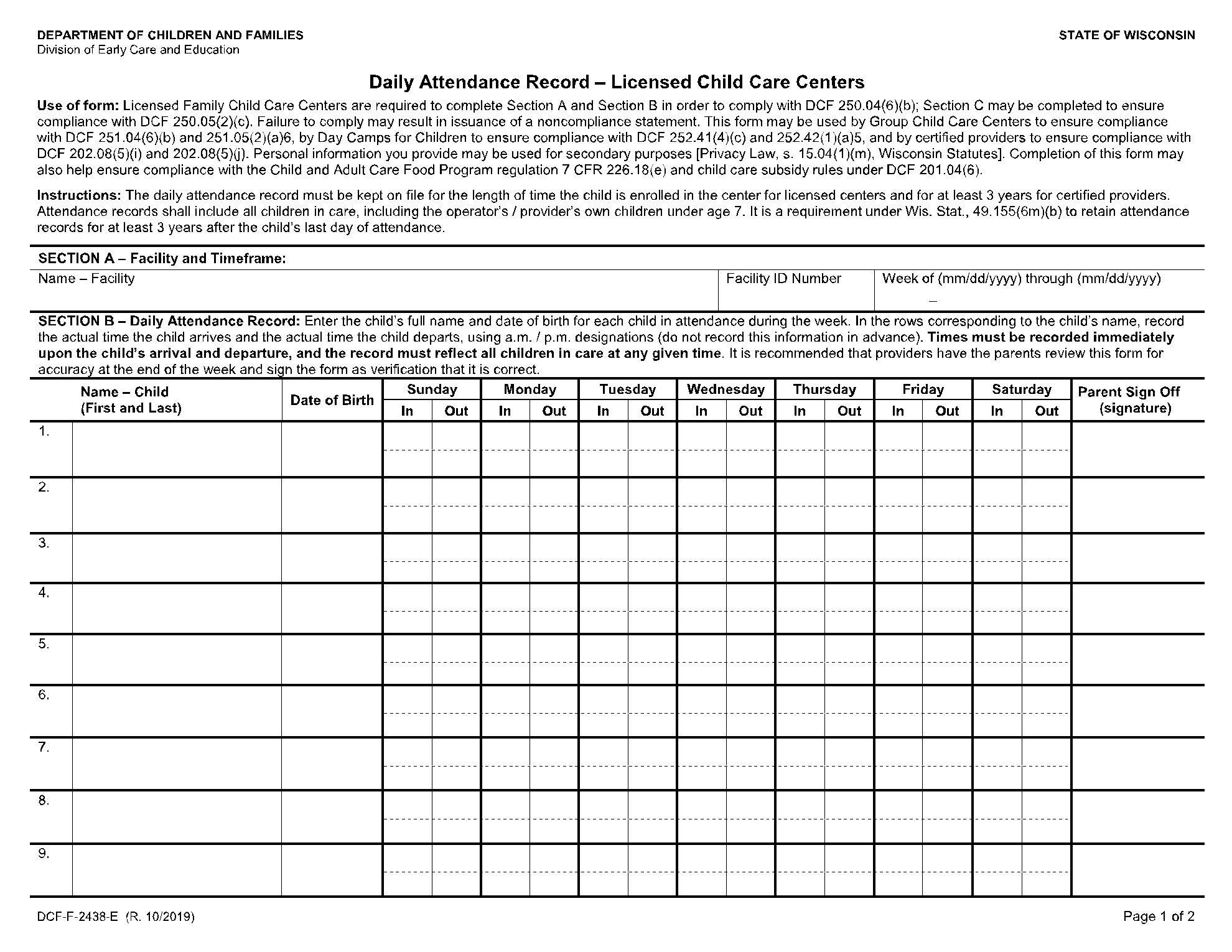 Free Daycare Sign In Sheet Template In 2021 | Cocosign throughout Free Printable Sign In And Out Sheets For Daycare