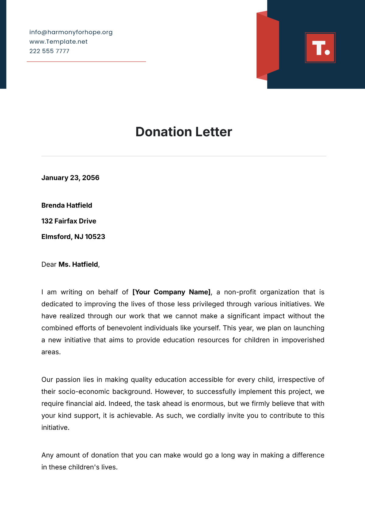 Free Donation Letter Templates, Editable And Printable throughout Free Printable Donation Letters