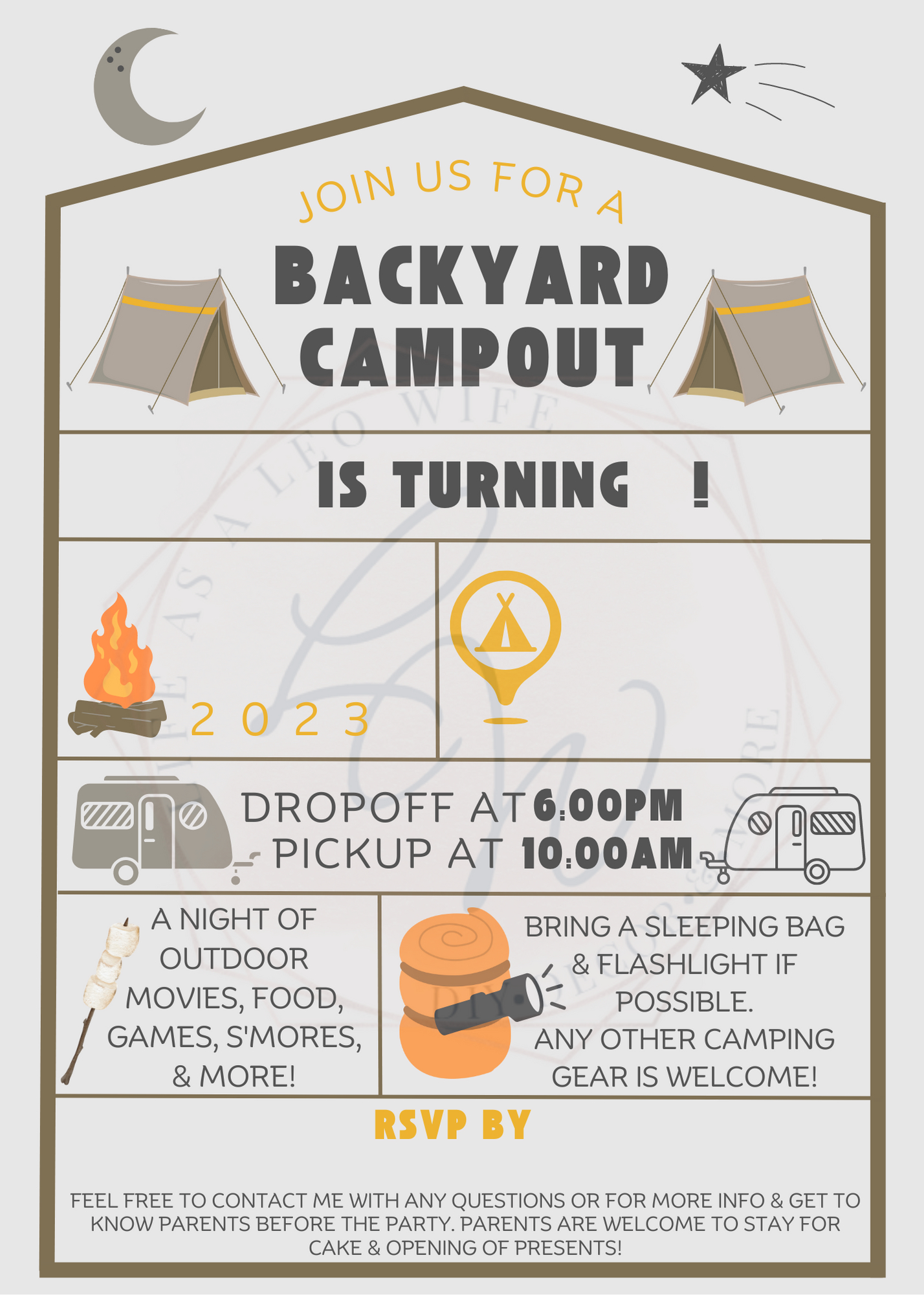 Free E-Vite Or Printable Backyard Campout Birthday Invitation regarding Free Camping Party Printables