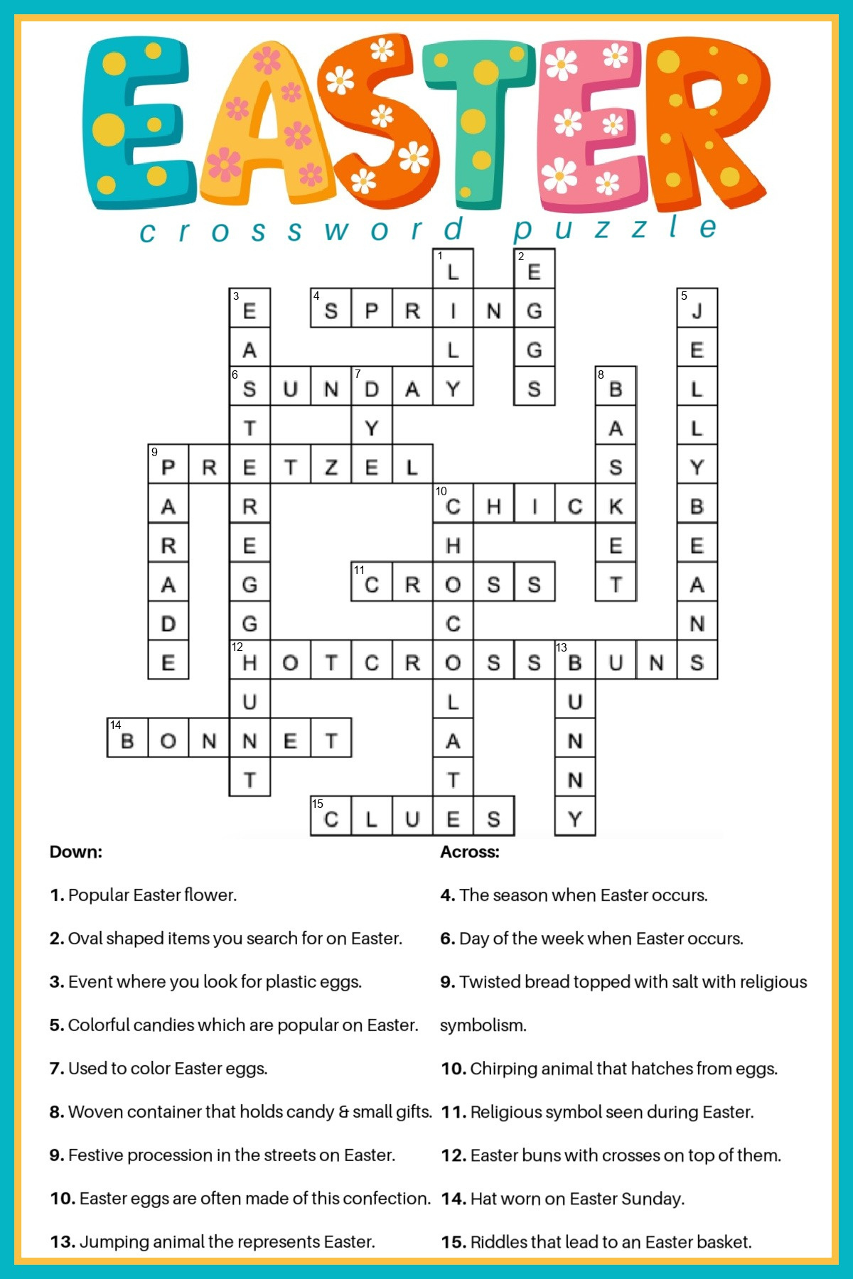 Free Easter Crossword Puzzle Printable - 2 Versions &amp;amp; Answer Key within Free Easy Printable Crossword Puzzles For Adults with Answers