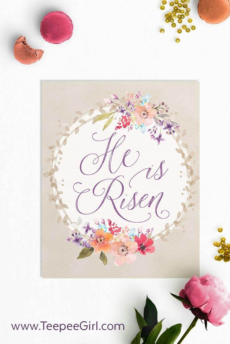 Free Easter Printable From Www.teepeegirl! &amp;quot;He Is Risen&amp;quot; intended for Lds Easter Quotes Printable