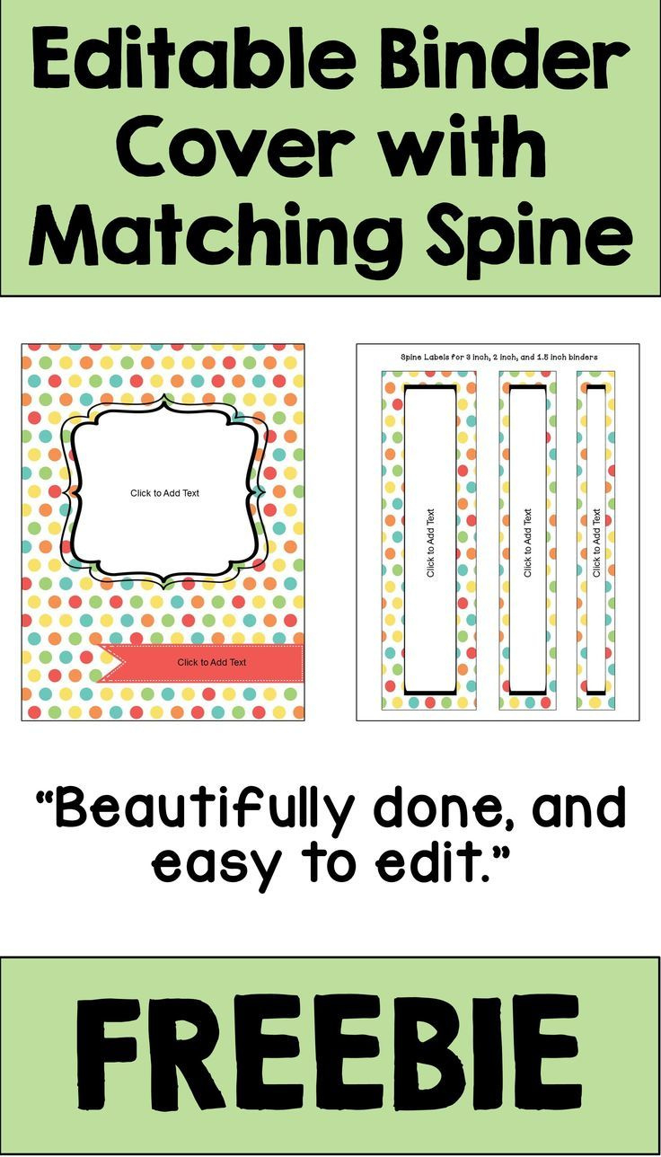 Free Editable Binder Covers And Spines For Teachers, Students in Free Editable Printable Binder Covers and Spines