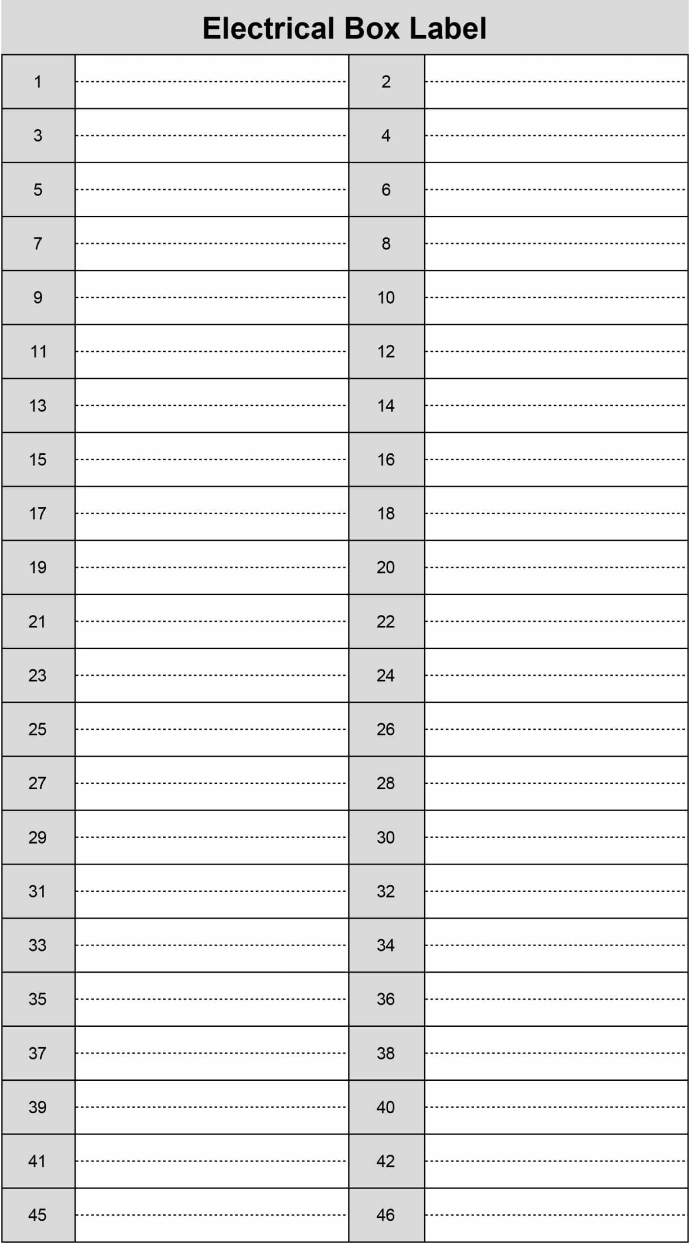 Free Electrical Panel Labeling Templates: Print Breaker Box And within Free Printable Breaker Box Chart