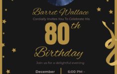 Free Elegant 80Th Birthday Invitation Template To Edit Online throughout 80th Birthday Invitation Free Templates