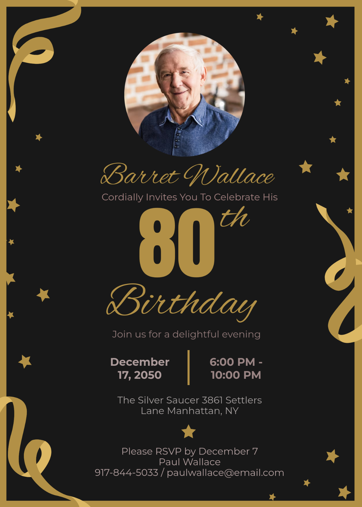 Free Elegant 80Th Birthday Invitation Template To Edit Online within Free 80Th Birthday Printables