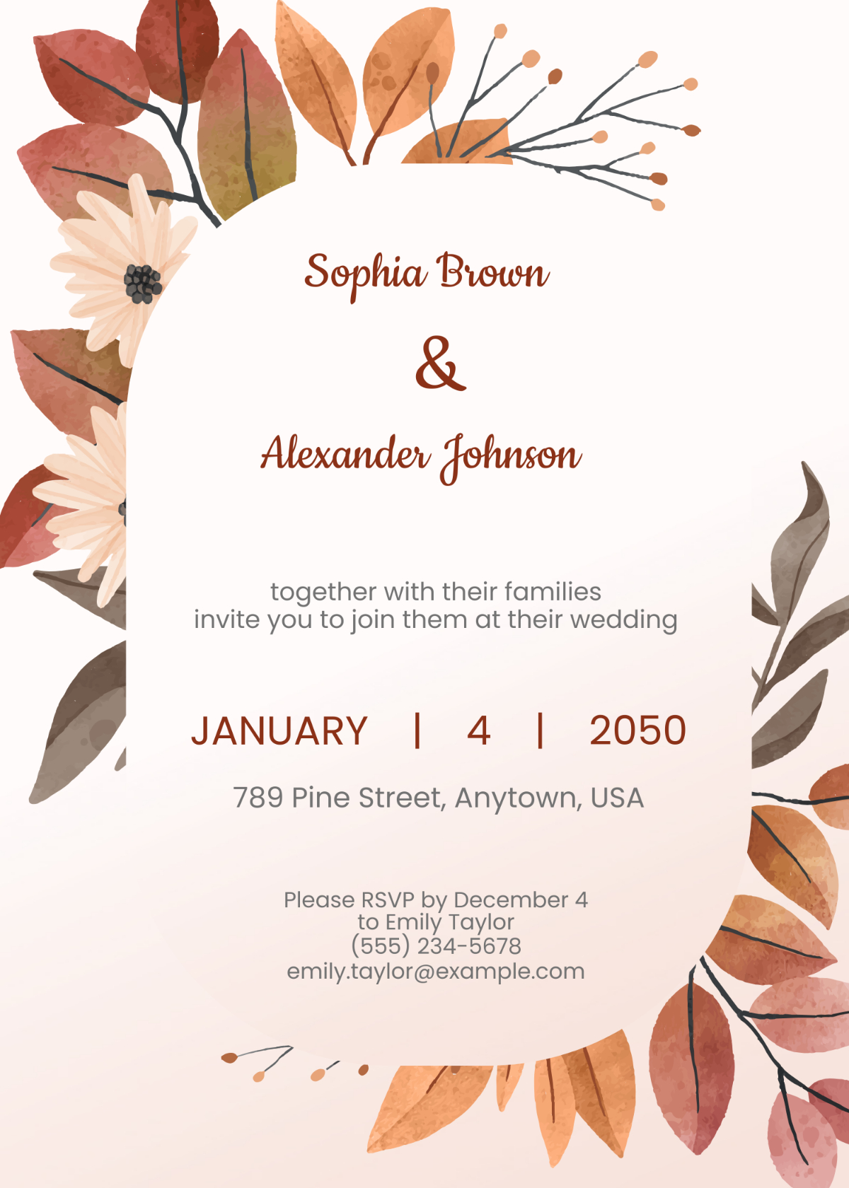 Free Fall Leaves Wedding Invitation Template To Edit Online for Free Printable Fall Invitation Templates