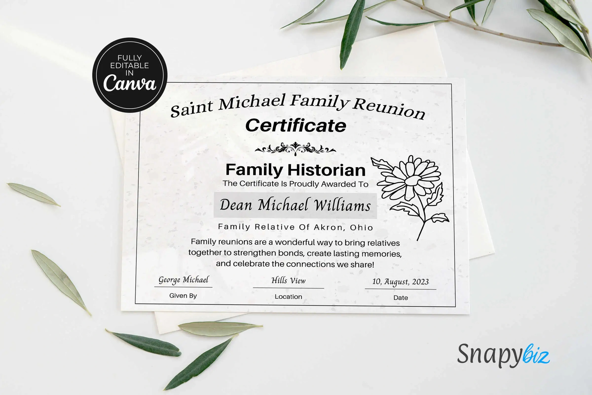 Free Family Reunion Awards Canva Certificate | Snapybiz with regard to Free Family Reunion Award Certificate Printables