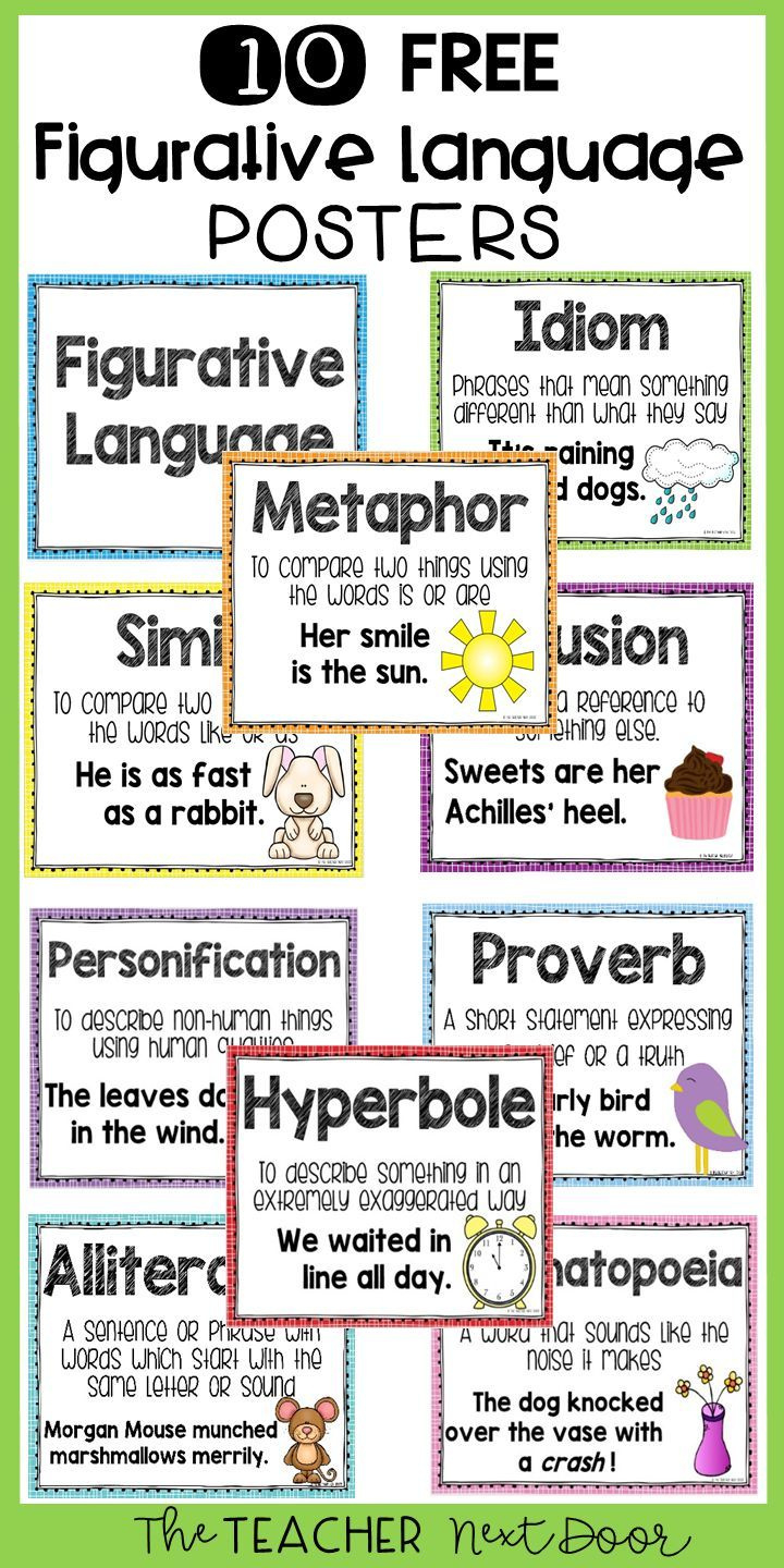 Free Figurative Language Posters regarding Free Printable Figurative Language Posters