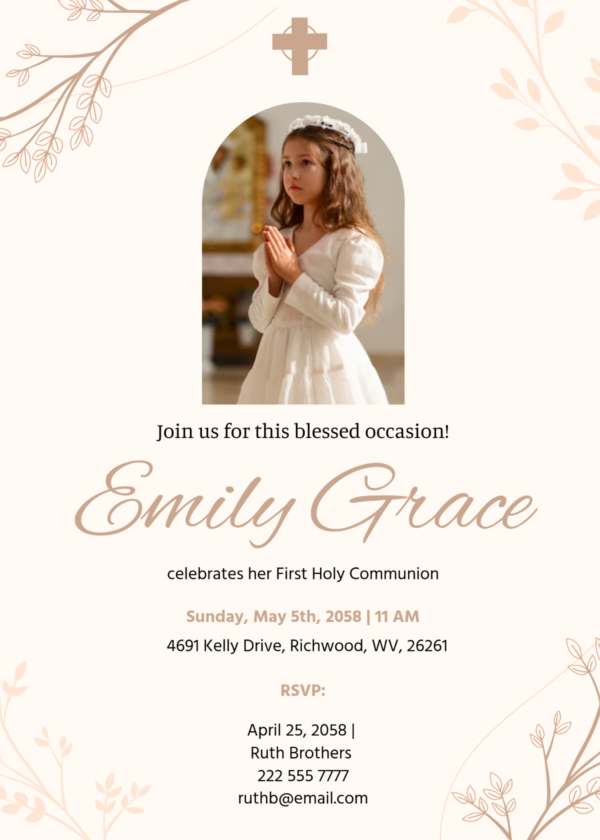 Free First Communion Invitation Templates, Editable And Printable intended for Free Printable Communion Cards