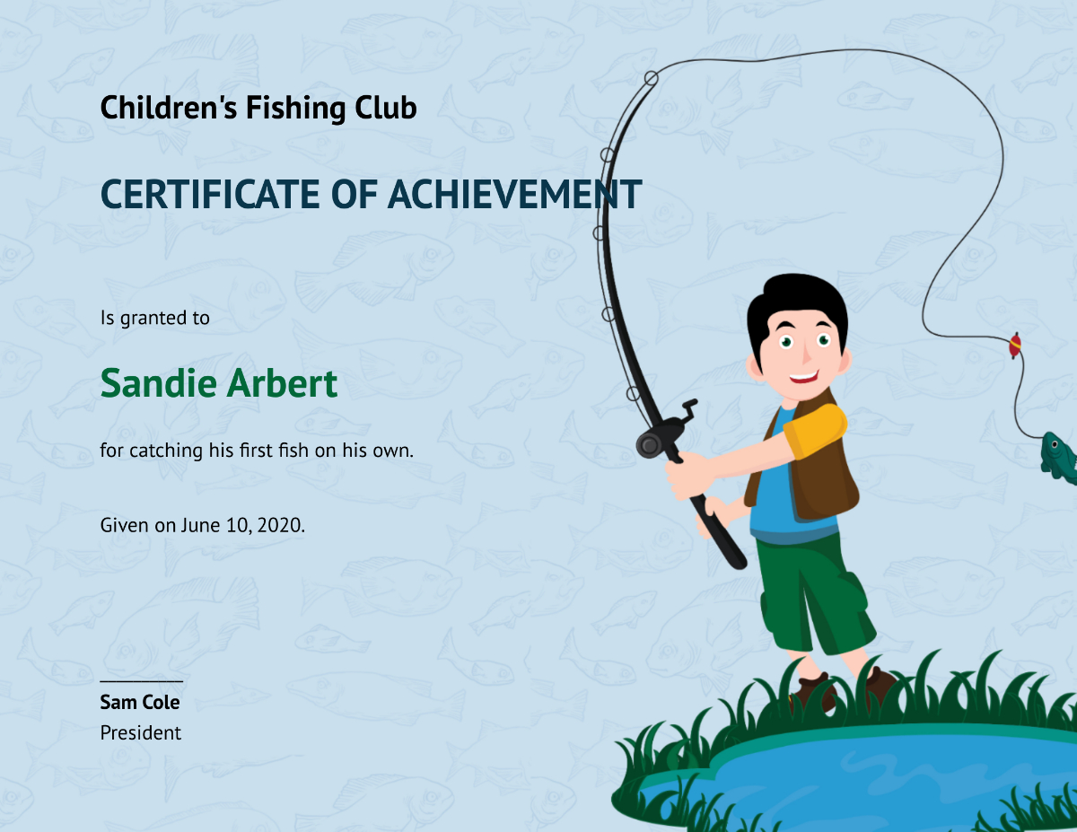 Free First Fish Kid Certificate Template To Edit Online with Free Fishing Certificate Templates