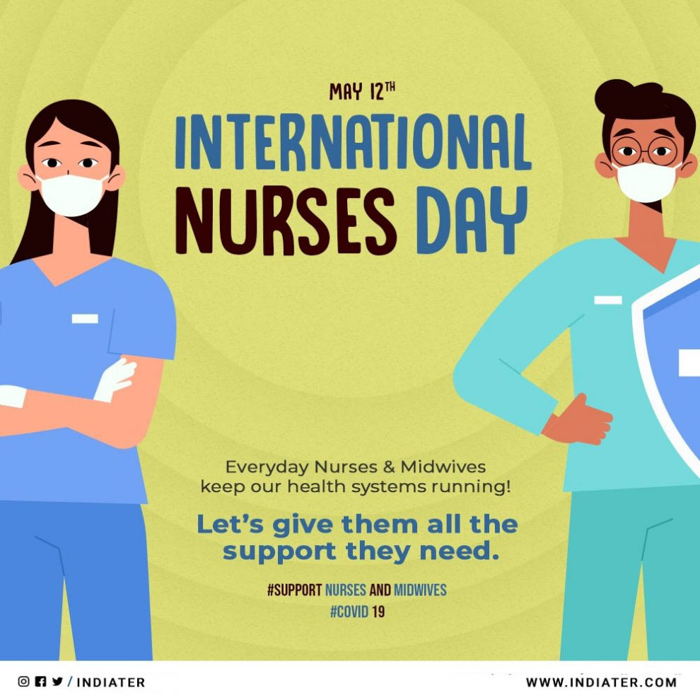 Free Flat 12 May Happy International Nurses Day Celebration Psd with Free Nurses Day Printables