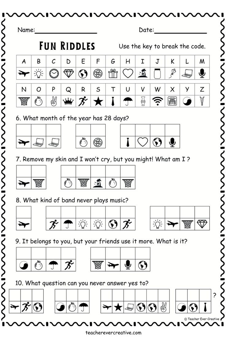 Free Fun Riddles Cryptogram For Kids - Free Printable Worksheets throughout Printable Cryptograms Free