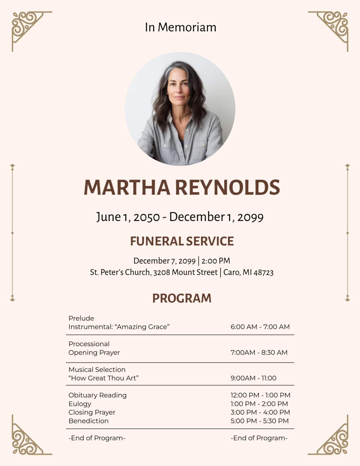 Free Funeral Program Templates, Editable And Printable for Funeral Mass Booklet Template Free Download