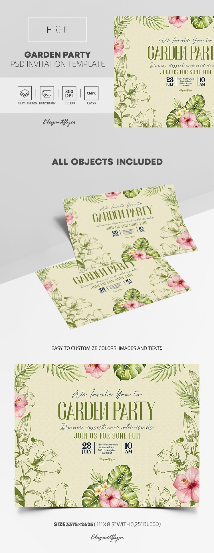 Free Garden Party Invitation Psd Template - 10030309 |Elegantflyer in Garden Party Flyer Templates Free