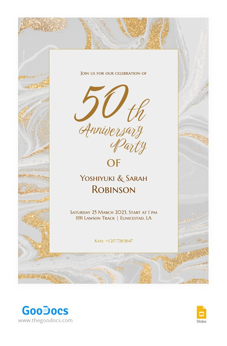 Free Golden 50Th Anniversary Invitation Template | Thegoodocs throughout 50Th Anniversary Free Printables