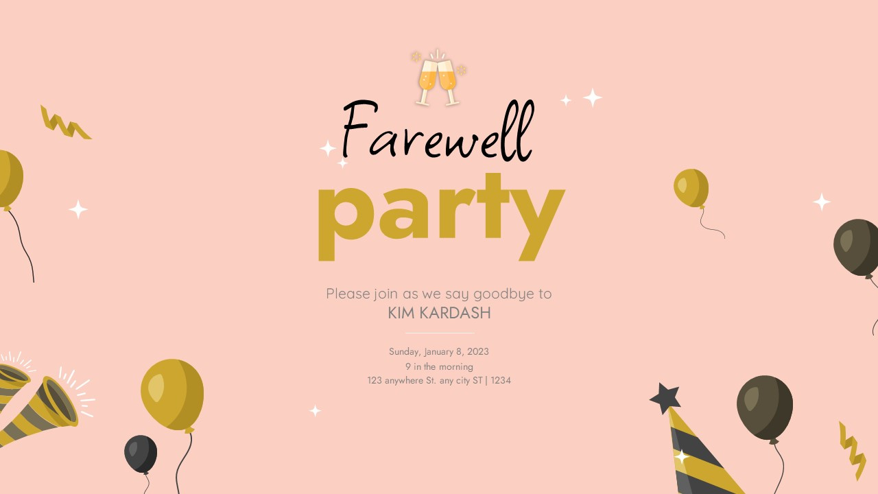Free Google Slides Farewell Party Invitation Template Powerpoint in Free Goodbye Powerpoint Template
