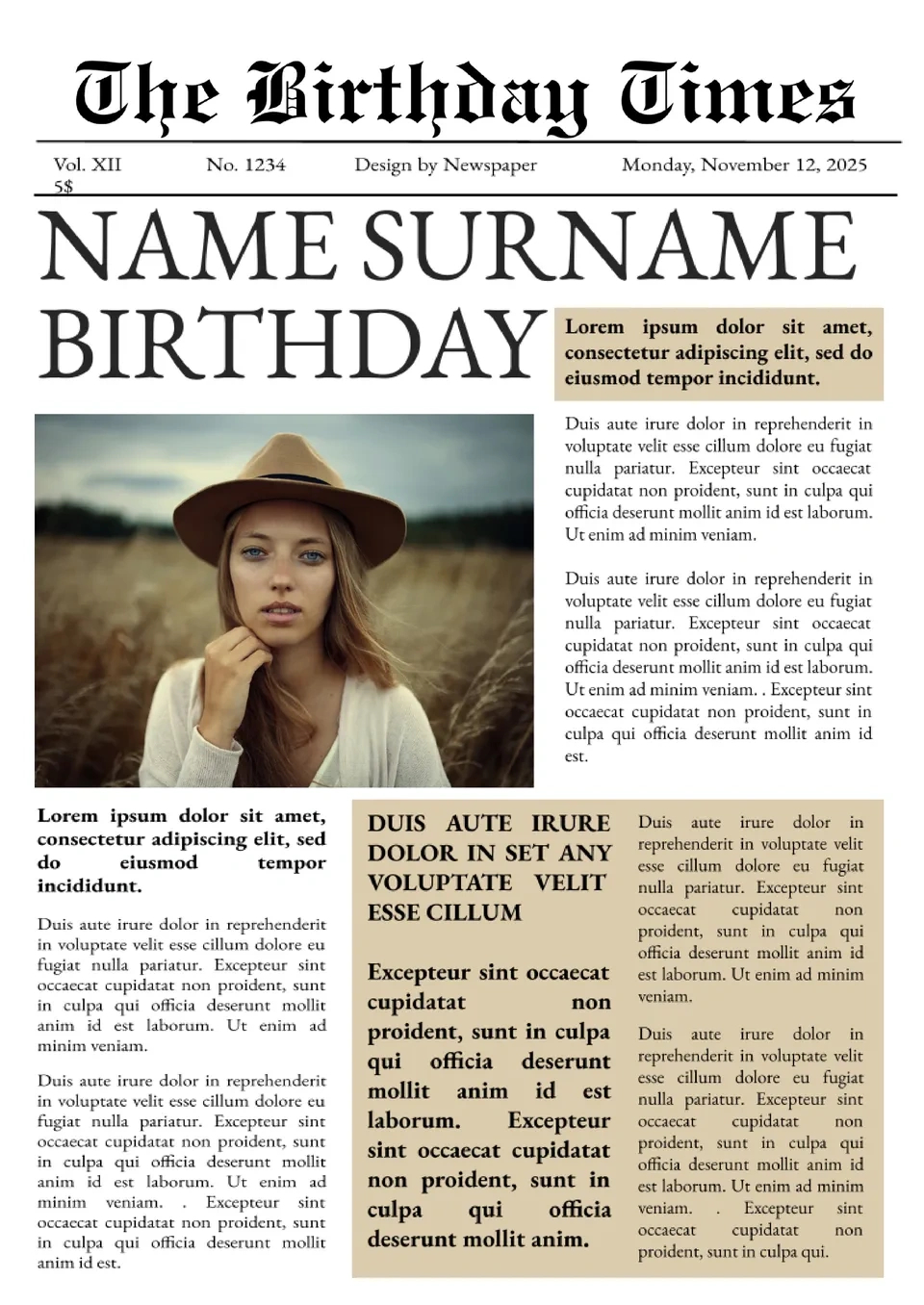 Free Happy Birthday Newspaper Template For Google Docs with Free Birthday Newspaper Template