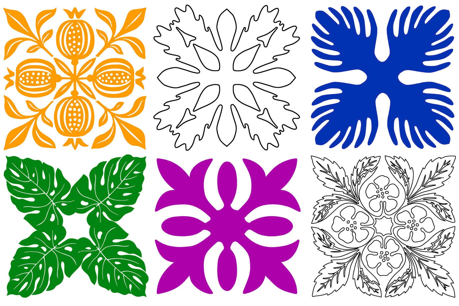 Free Hawaiian Quilt Patterns To Applique Or Stencil, At inside Free Printable Quilting Stencil Patterns
