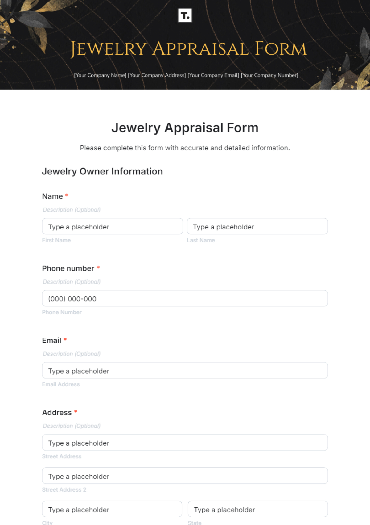 Free Jewelry Appraisal Form Template To Edit Online with regard to Free Printable Jewelry Appraisal Form