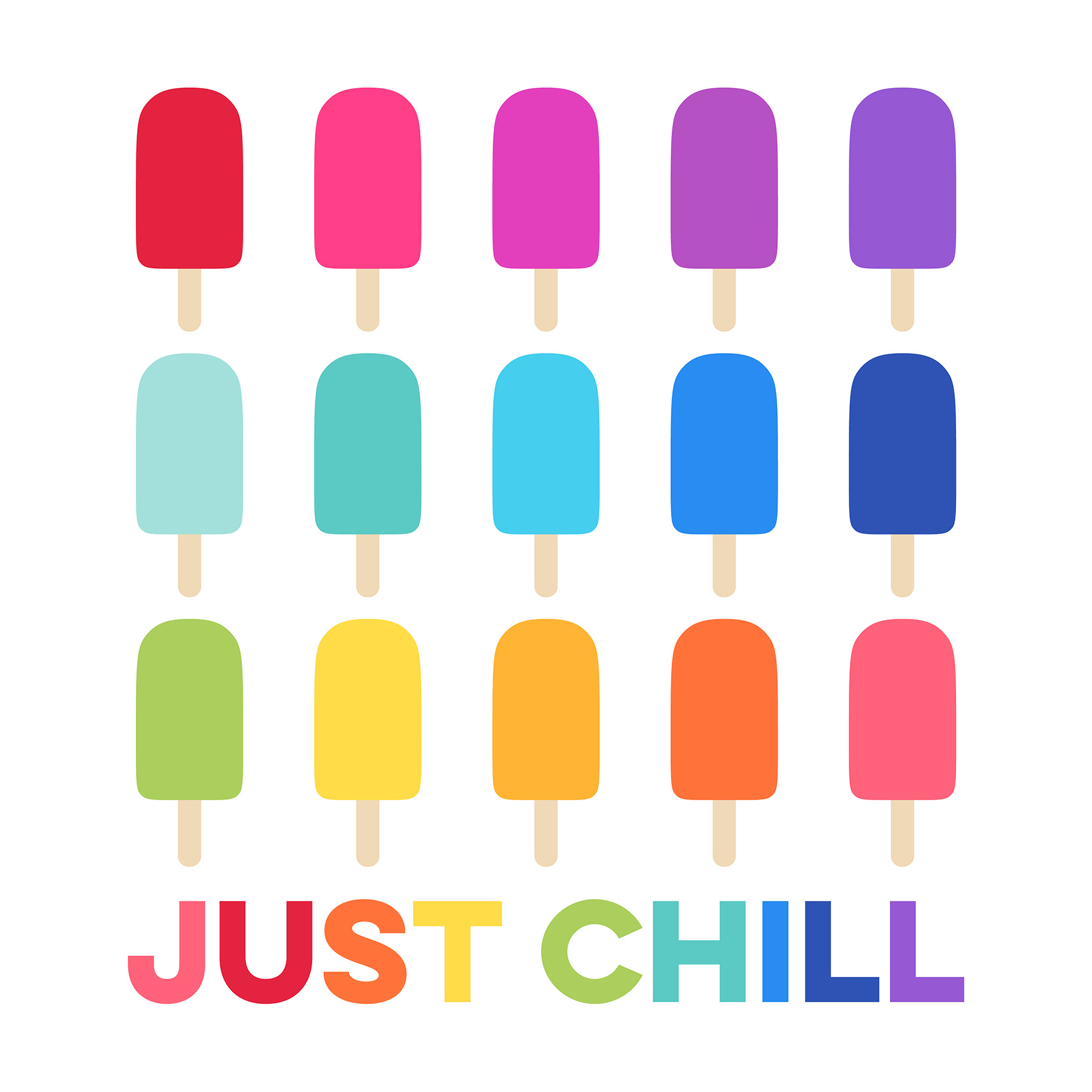 Free Just Chill Rainbow Popsicles Wall Art Printable • Miss Tiina for Free Popsicle Printables