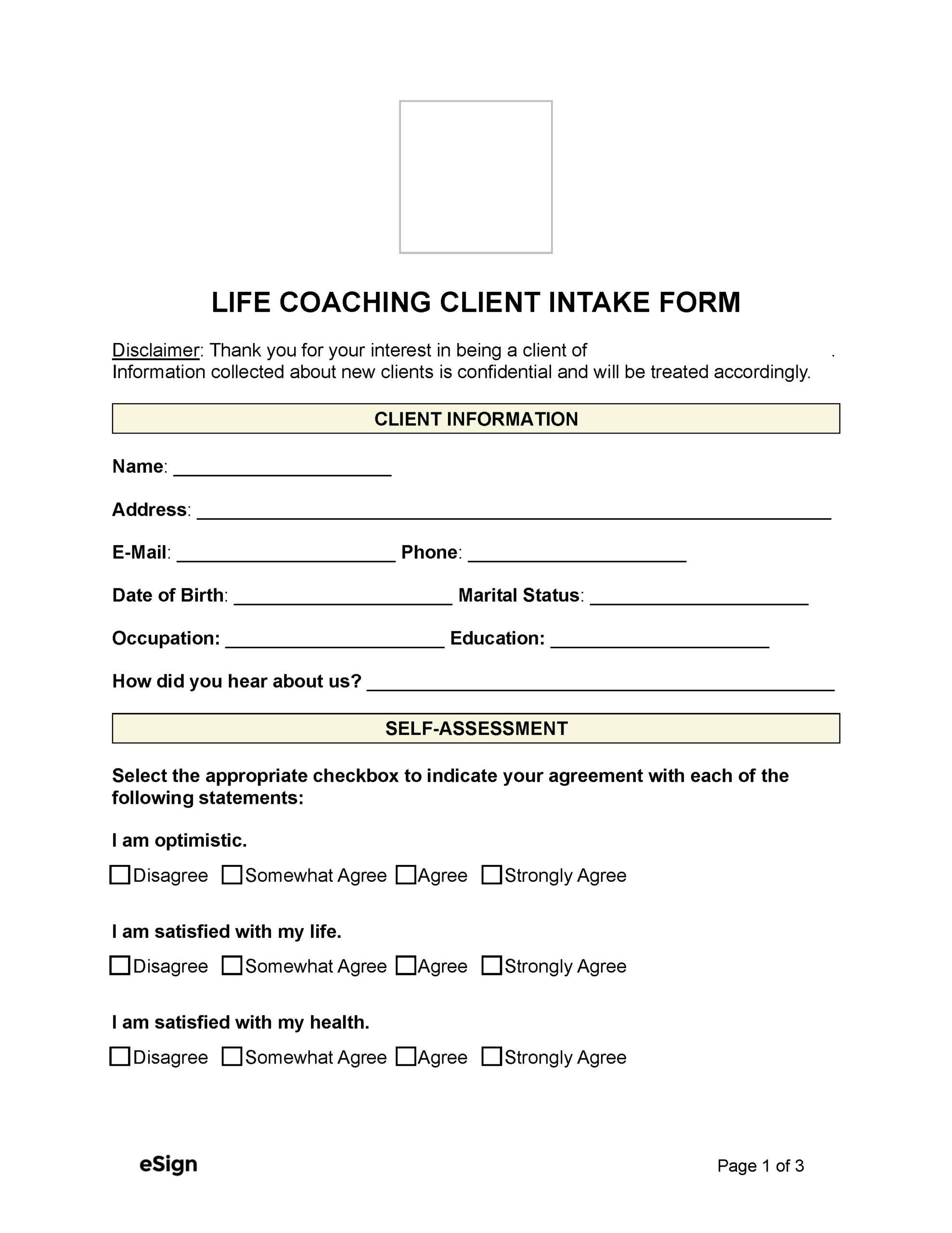 Free Life Coaching Client Intake Form | Pdf | Word pertaining to Free Life Coaching Templates