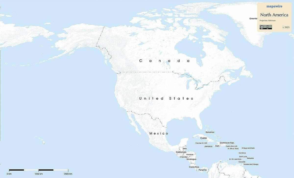 Free Maps Of North America | Mapswire with regard to Free Printable Map North America