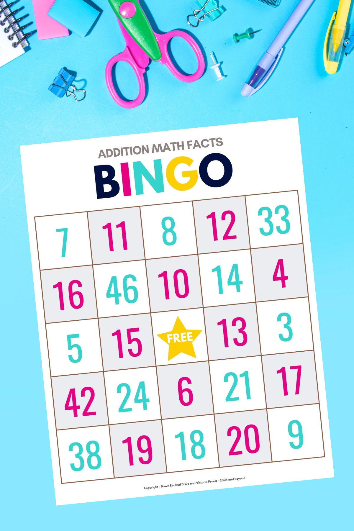 Free Math Bingo Game (Addition Facts) intended for Free Printable Math Bingo
