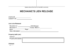 Free Mechanic'S Lien Release Form | Pdf | Word intended for Free Printable Lien Release Form