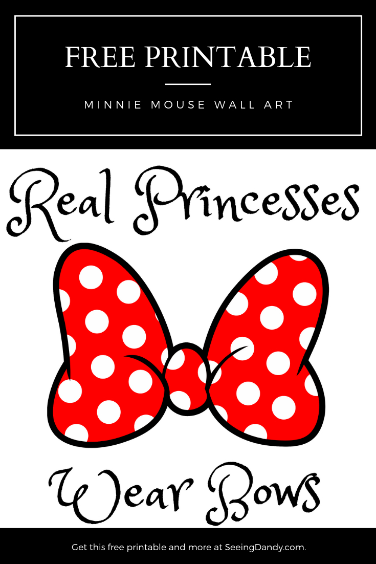 Free Minnie Mouse Bow Printable Wall Art - Seeing Dandy Blog in Free Printable Minnie Mouse Bow Template