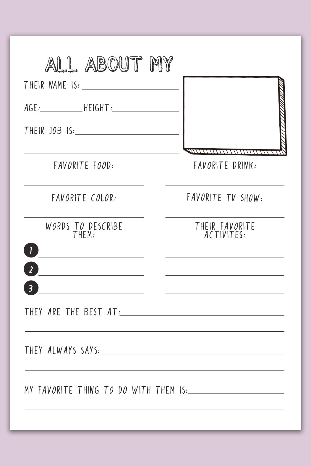 Free Mother&amp;#039;S Day All About My Mom Or Grandma Printable regarding All About My Nana Free Printable