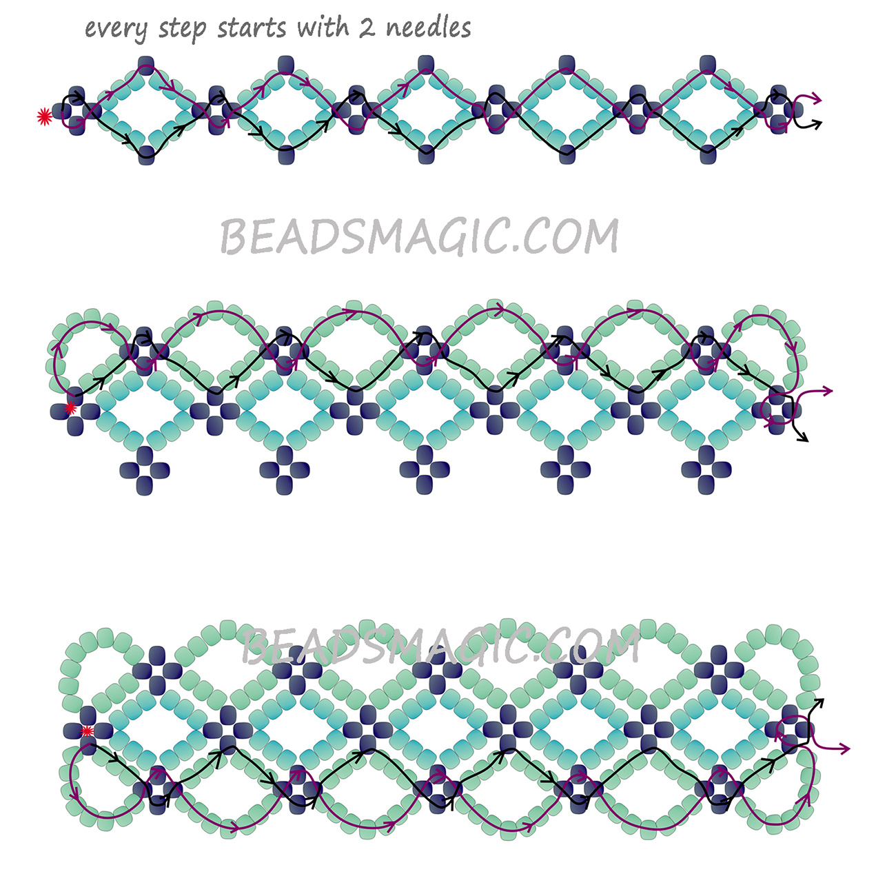 Free Pattern For Bracelet Santorini | Beads Magic throughout Free Printable Friendship Bracelet Bead Patterns