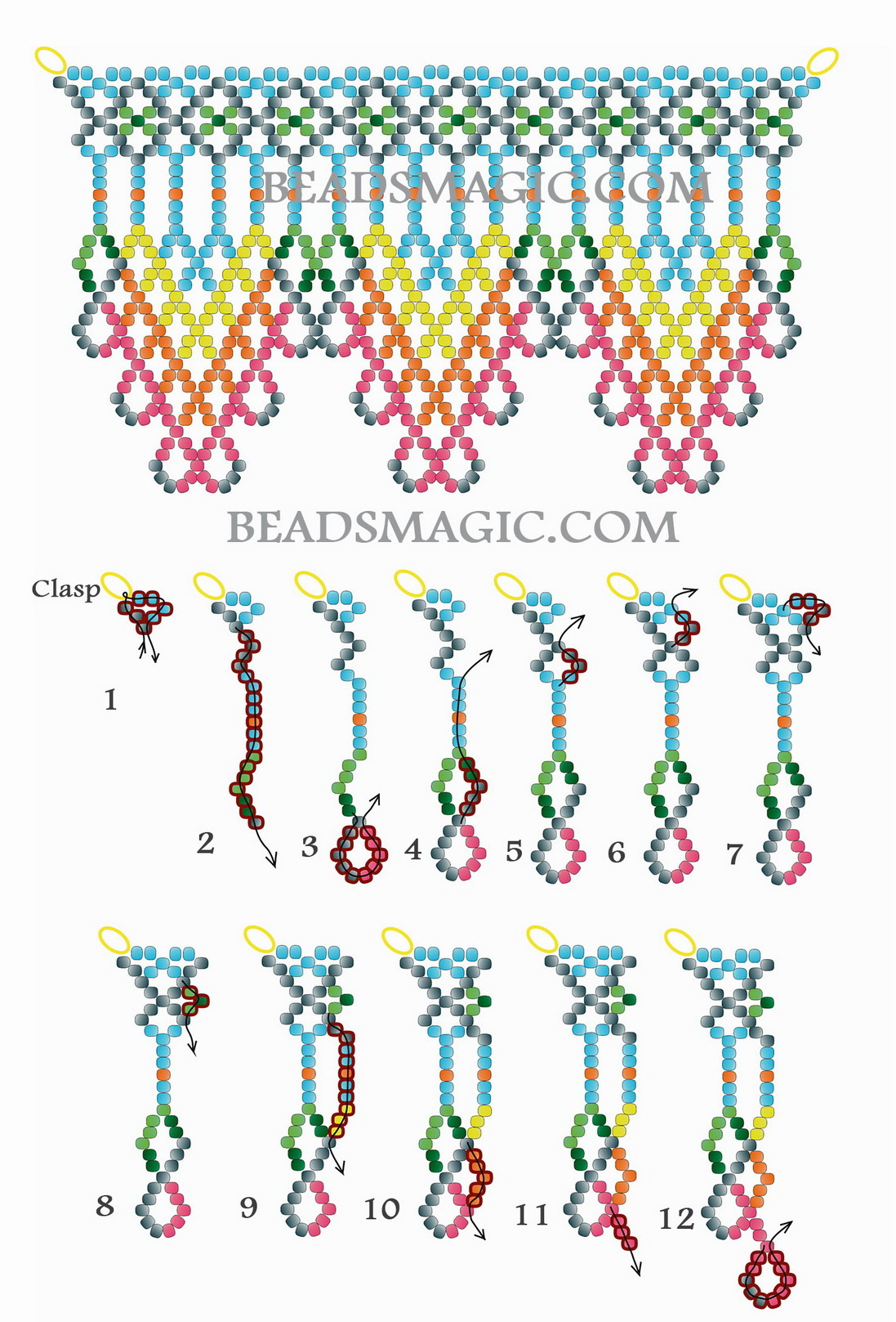 Free Pattern For Native American Necklace Amitola | Beads Magic regarding Free Printable Indian Beadwork Patterns