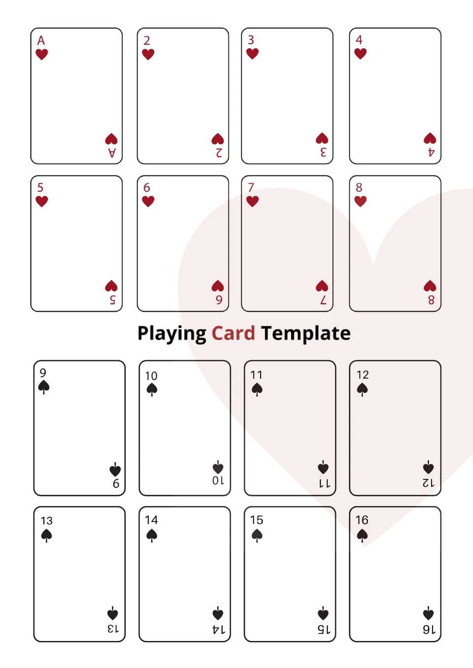Free Playing Card Template For Google Docs intended for Deck Of Cards Template Free