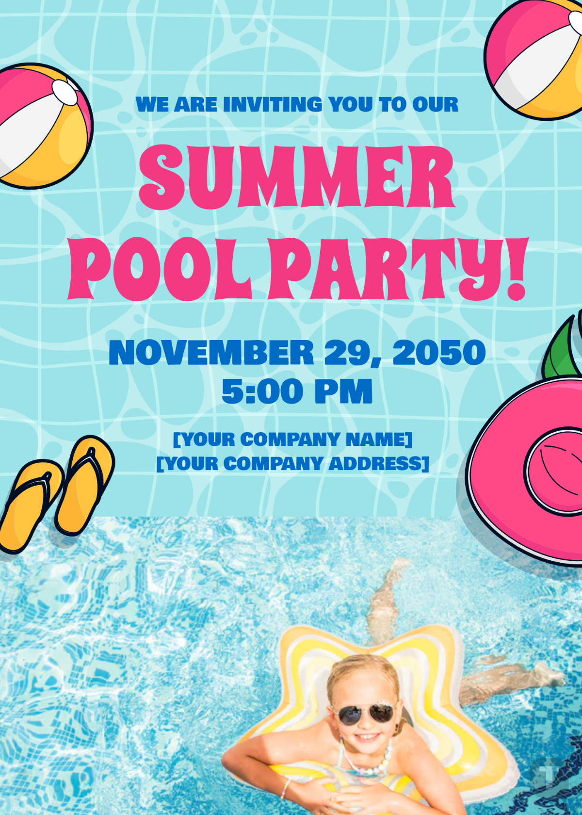 Free Pool Party Invitation Templates, Editable And Printable in Free Printable Swimming Pool Birthday Party Invitations