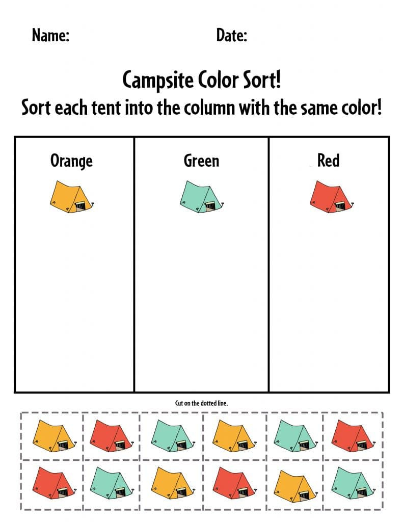 Free Preschool Camping Theme Worksheets! ⋆ The Hollydog Blog for Free Camping Printables For Preschool