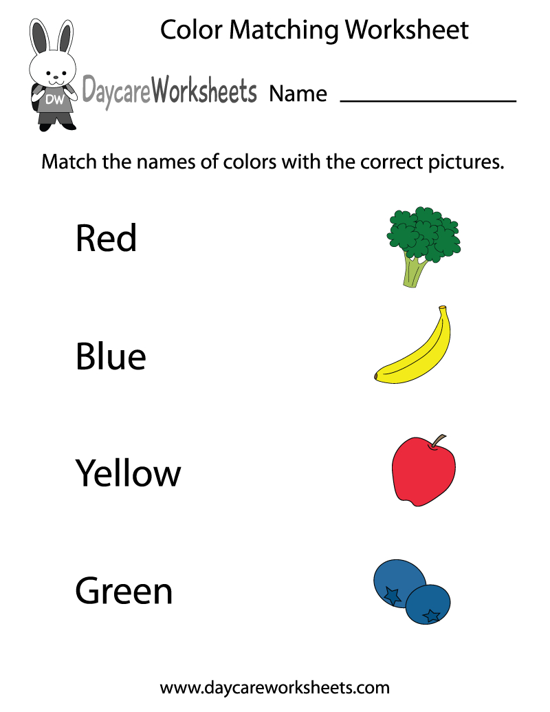Free Preschool Color Matching Worksheet for Free Color Matching Printables