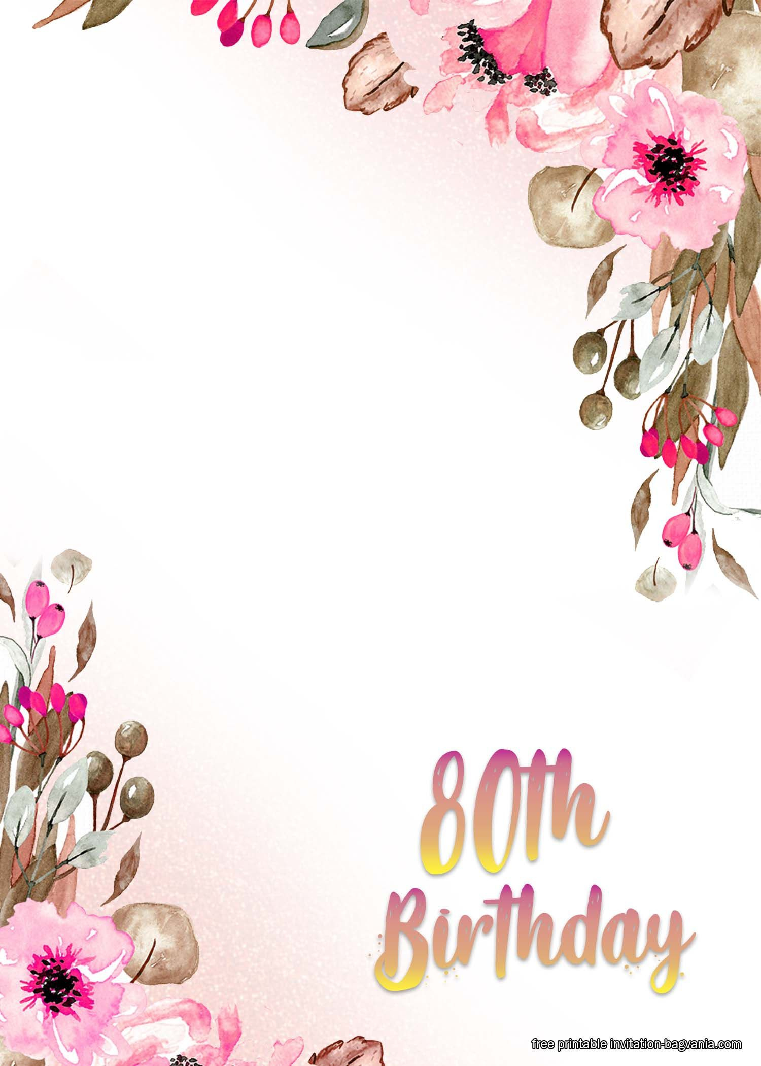 Free Printable 80Th Birthday Invitation Templates pertaining to Free 80th Birthday Printables
