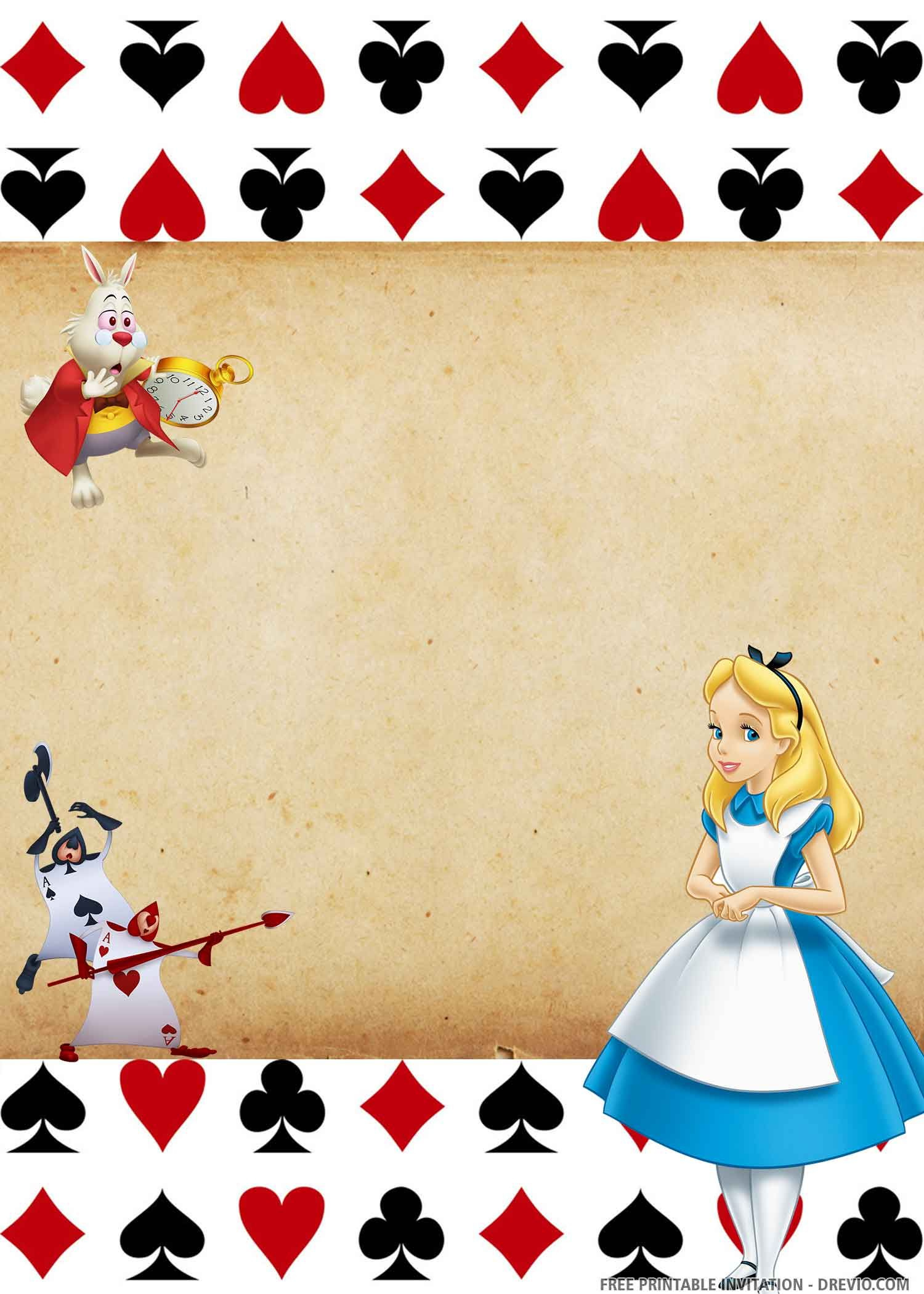 Free Printable) – Alice In The Wonderland Birthday Invitation intended for Alice In Wonderland Templates Free