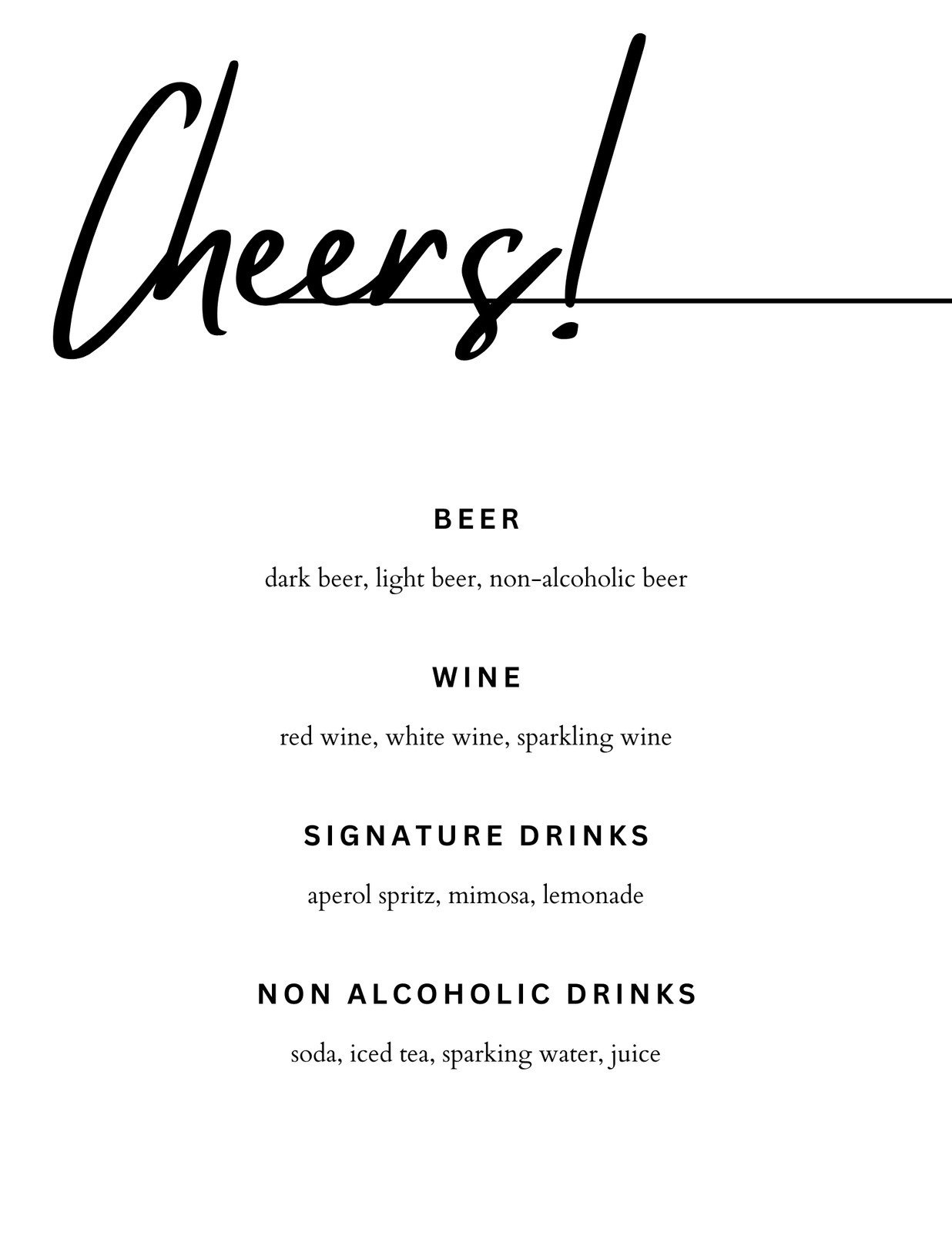 free printable and customizable cocktail menu templates canva with free printable signature drink sign Free Printable And Customizable Cocktail Menu Templates | Canva with Free Printable Signature Drink Sign