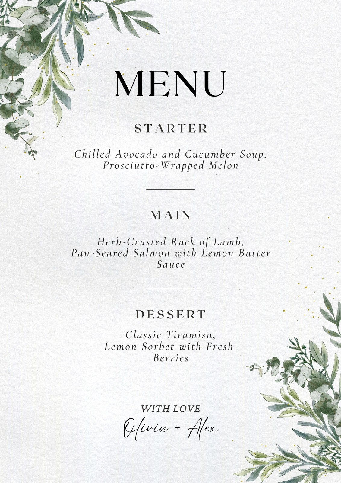 Free Printable And Customizable Dinner Party Menu Templates | Canva within Wedding Menu Template Free Download