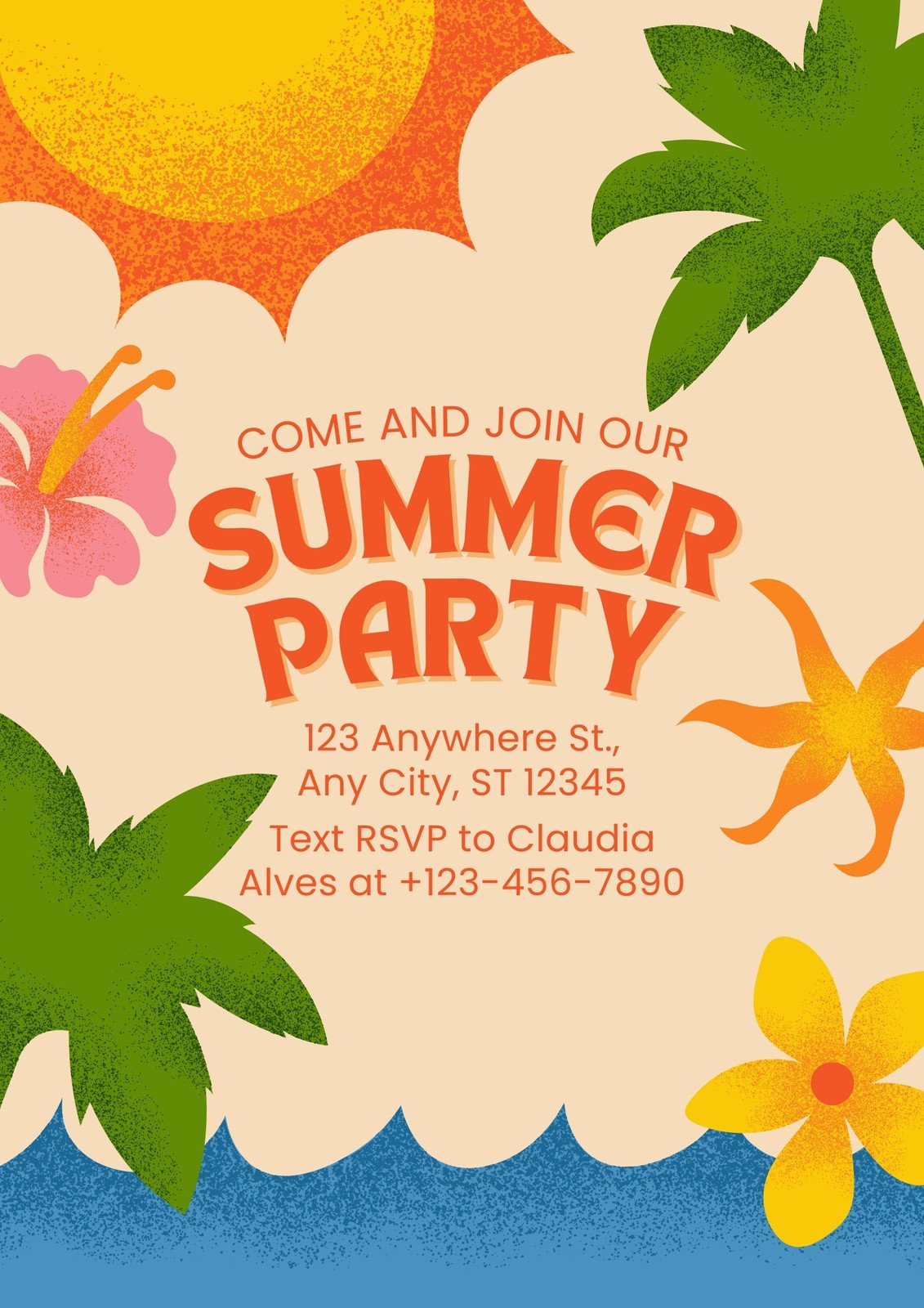 Free Printable And Customizable Party Flyer Templates | Canva intended for Free Printable Summer Party Invitation Templates